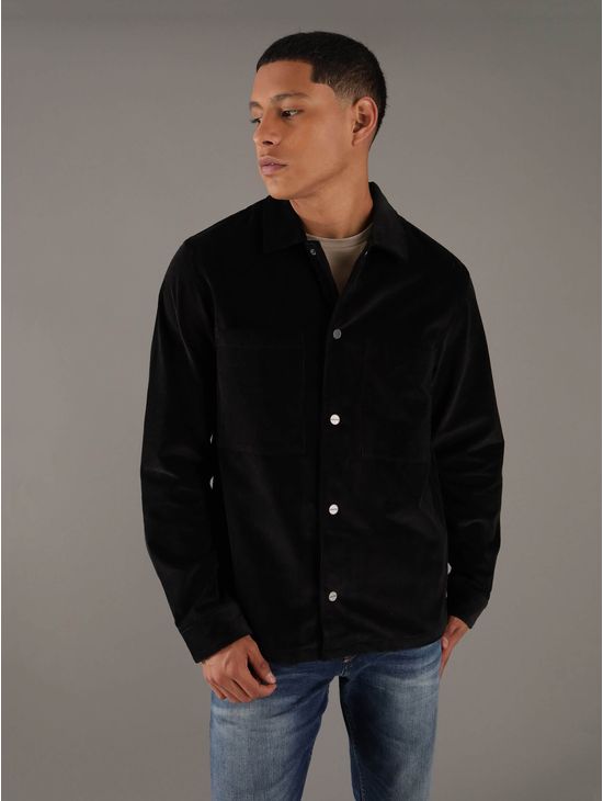 Sobrecamisa-Calvin-Klein-con-Acabado-Tejido-Pana-Hombre-Negro