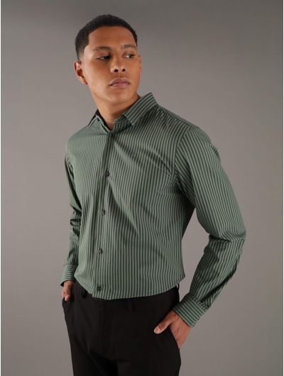 Camisa-Calvin-Klein-con-Estampado-A-Rayas-Hombre-Verde