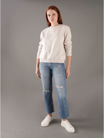 Sudadera-Calvin-Klein-con-Logotipo-Mujer-Beige