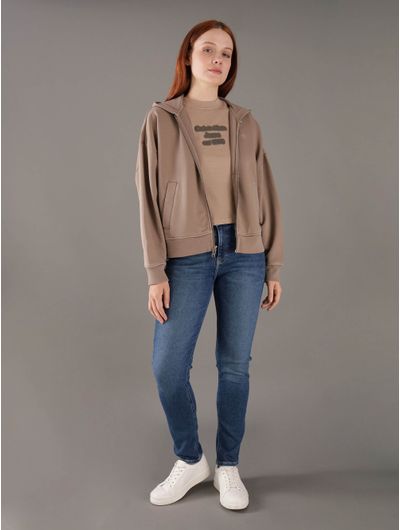 Sudadera-Calvin-Klein-con-Monograma-Mujer-Cafe