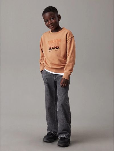 sudadera-calvin-klein-estampado-niño-cafe