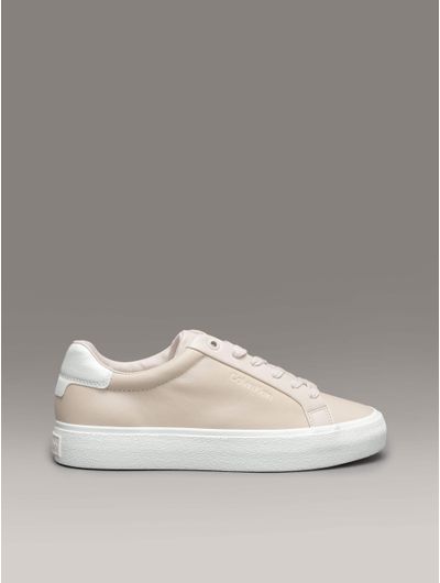 Tenis-Calvin-Klein-Logotipo-Mujer-Beige