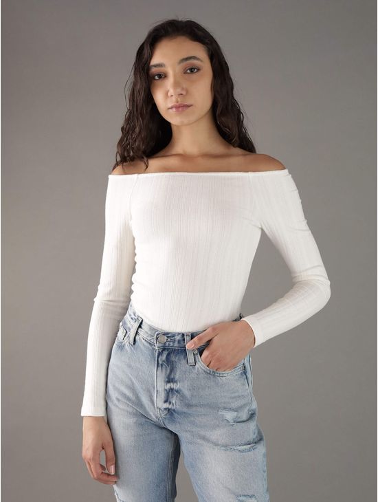 Blusa-Calvin-Klein-Acanalada-Mujer-Blanco