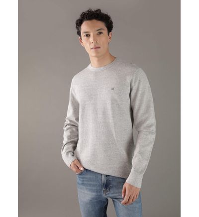 Playera Calvin Klein Monograma Bordado Hombre Gris Playeras