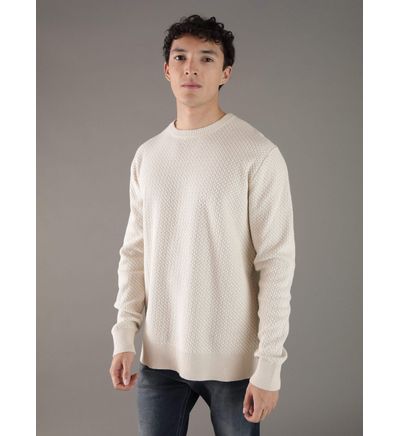 Suéter Calvin Klein Texturizado Hombre Beige Suéteres Calvin