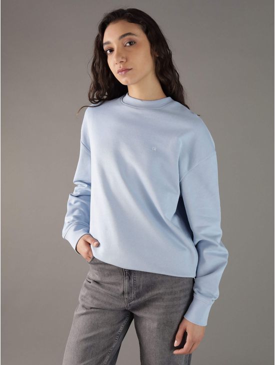 Sudadera-Calvin-Klein-Monograma-Mujer-Azul
