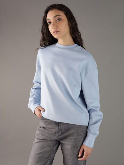 Sudadera-Calvin-Klein-Monograma-Mujer-Azul