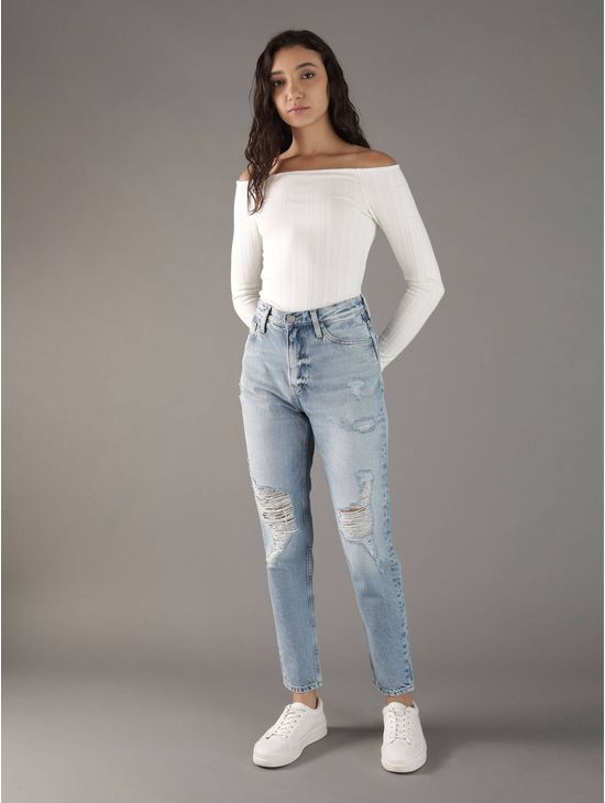 Blusa-Calvin-Klein-Acanalada-Mujer-Blanco
