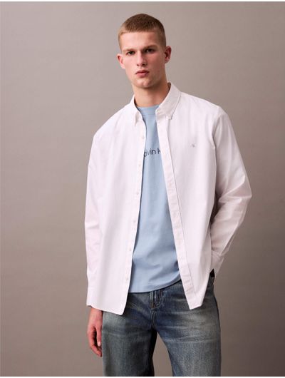 Camisa-Calvin-Klein-Oxford-Monograma-Hombre-Blanco