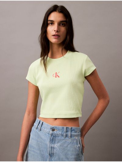 Playera-Calvin-Klein-Baby-Slim-Monologo-Mujer-Verde-Claro