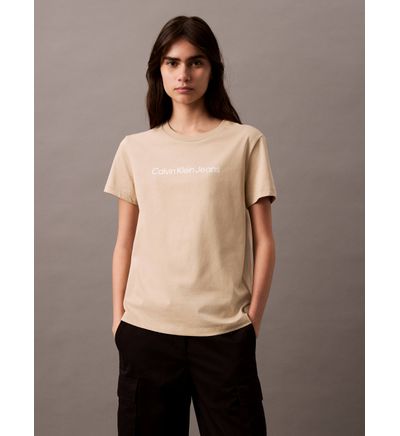 Playera Calvin Klein Logo Mujer Beige Playeras Calvin Klein - Main Image