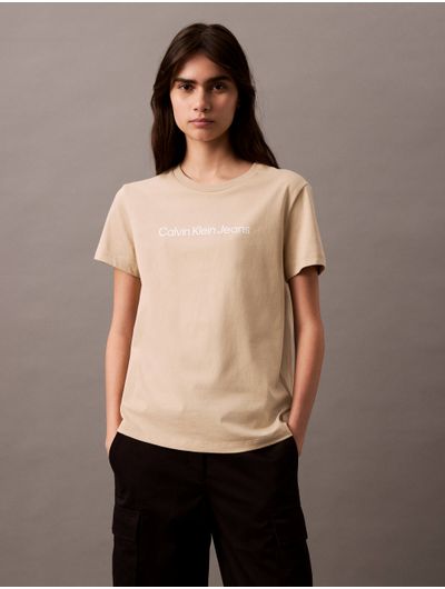 Playera-Calvin-Klein-Logo-Mujer-Beige