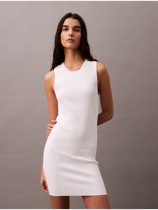 Vestido-Calvin-Klein-Mini-Acanalado-Mujer-Blanco