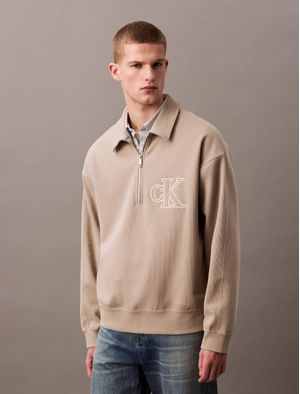 Sudadera-Calvin-Klein-Polo-Monograma-Hombre-Beige