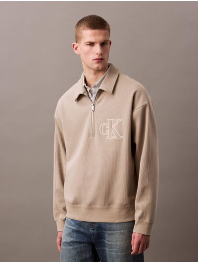 Sudadera-Calvin-Klein-Polo-Monograma-Hombre-Beige