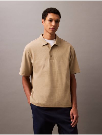 Polo-Calvin-Klein-Textura-Hombre-Cafe