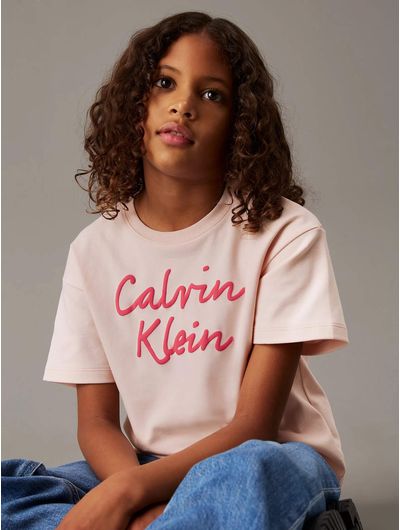 Playera-Calvin-Klein-Logo-Niña-Rosa