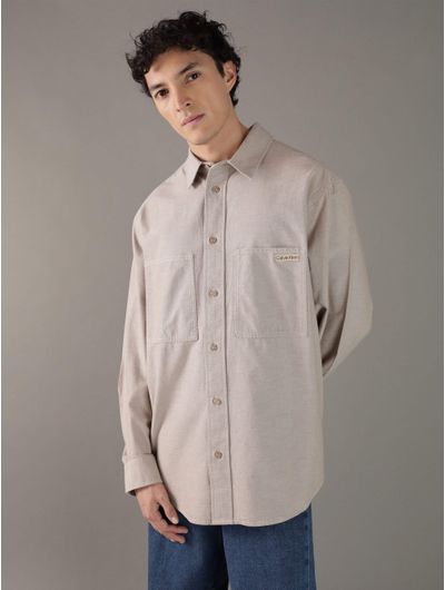 Camisa-Calvin-Klein-con-Logotipo-Hombre-Cafe