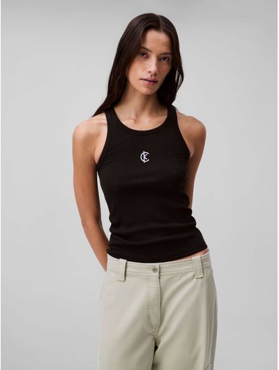 Tank-Calvin-Klein-Acanalada-Bordado-Mujer-Negro