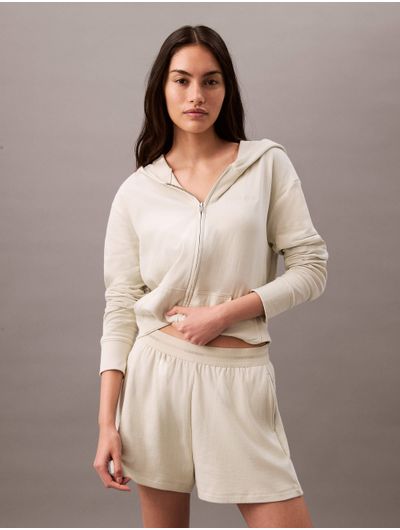 Short-Calvin-Klein-de-Pijama-French-Terry-Mujer-Beige