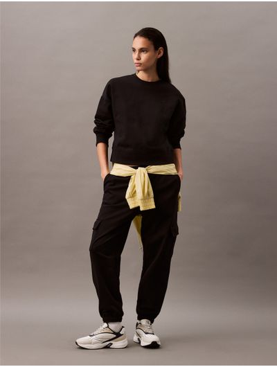 Jogger-Calvin-Klein-Cargo-Monograma-Mujer-Negro