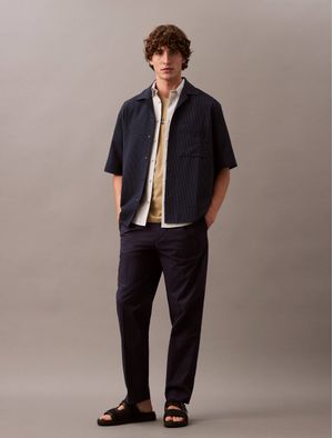 Camisa-Calvin-Klein-Seersucker-Manga-Corta-Hombre-Azul