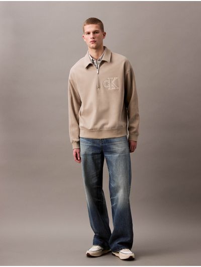 Sudadera-Calvin-Klein-Polo-Monograma-Hombre-Beige