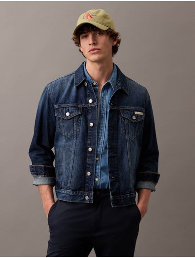 Camisa-Calvin-Klein-Denim-Manga-Corta-Hombre-Azul