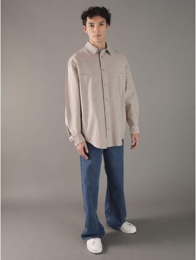 Camisa-Calvin-Klein-con-Logotipo-Hombre-Cafe