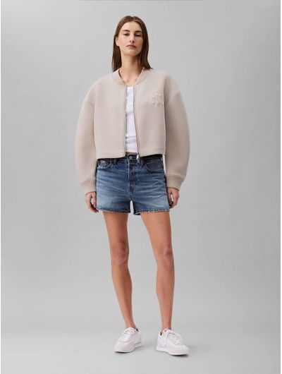 Chamarra-Calvin-Klein-Bomber-Cropped-Monograma-Mujer-Beige