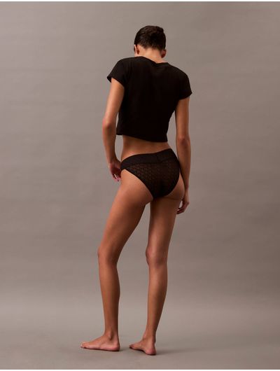 Bikini-Calvin-Klein-Icon-Logo-Lace-Low-Rise-Mujer-Negro