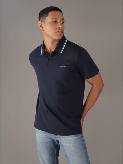 Polo-Calvin-Klein-Liquid-Touch-con-Logotipo-Bordado-Hombre-Azul