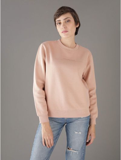 Sudadera-Calvin-Klein-Jeans-Logo-Estampado-Mujer-Beige