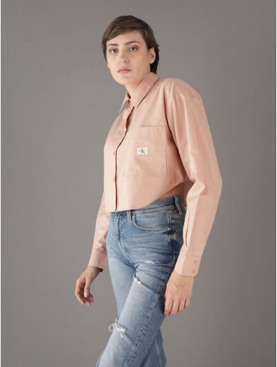 Camisa-Calvin-Klein-Jeans-con-Logo-en-Etiqueta-Mujer-Beige