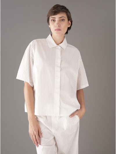 Camisa-Calvin-Klein-de-Pijama-Mujer-Beige