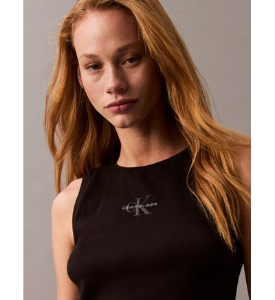 Tank Top Calvin Klein Monologo Mujer Negro | Playeras