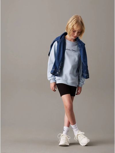 Sudadera-Calvin-Klein-Logo-Bordado-Niña-Azul