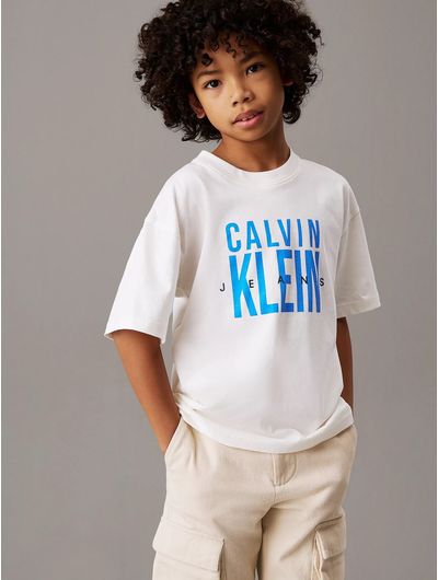 Playera-Calvin-Klein-Logo-Niño-Blanco