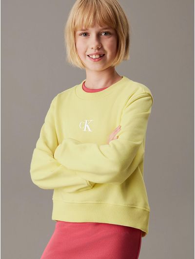 Sudadera-Calvin-Klein-Monograma-Niña-Amarillo