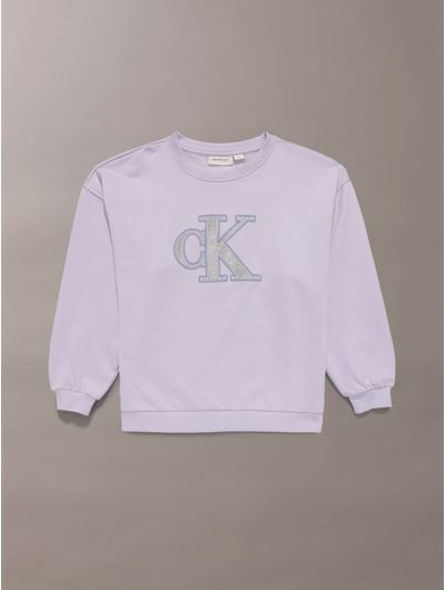 Sudadera-Calvin-Klein-con-Monograma-Estampado-Niña-Morado