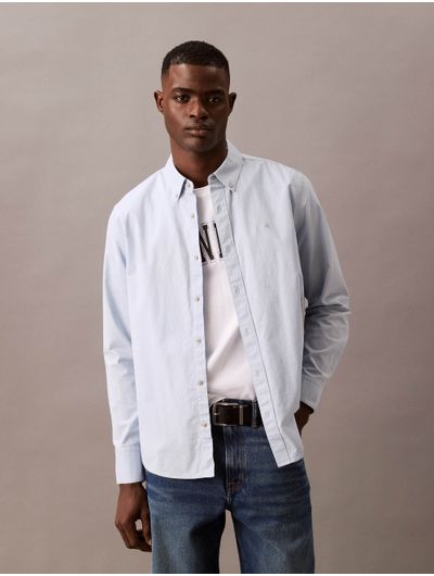 Camisa-Calvin-Klein-Oxford-Monograma-Hombre-Azul
