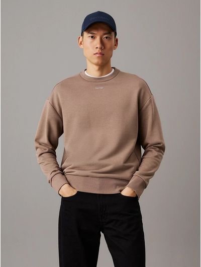 Sudadera-Calvin-Klein-Micro-Logo-Hombre-Cafe