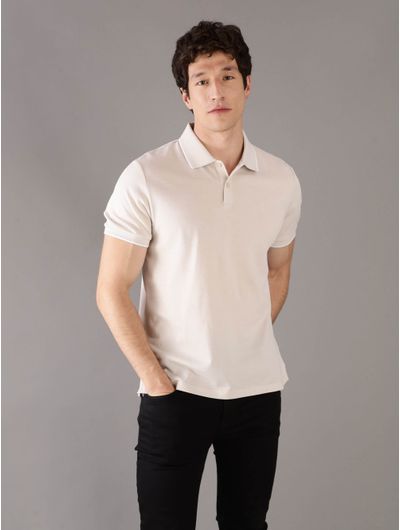 Polo-Calvin-Klein-Logo-Hombre-Beige