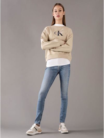 Sudadera-Calvin-Klein-Monologo-Mujer-Beige