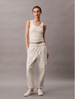 Jogger-Calvin-Klein-Cargo-Mujer-Beige