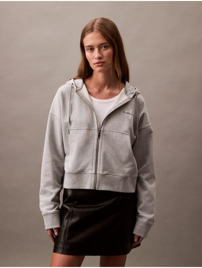 Sudadera-Calvin-Klein-Cropped-Monologo-Mujer-Gris