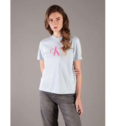 Playera Calvin Klein Monologo Mujer Azul Playeras Calvin Klein