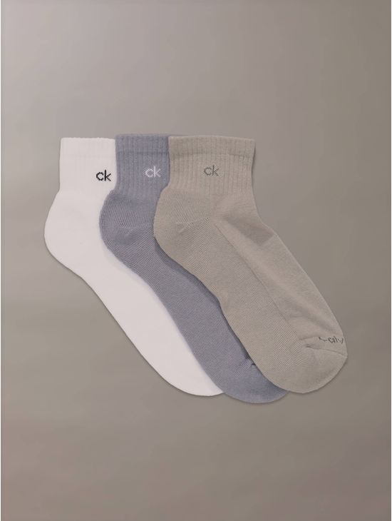 Calcetines-Calvin-Klein-Cushion-Quarter-Cut-Pack-de-3-Piezas-Hombre-Multicolor