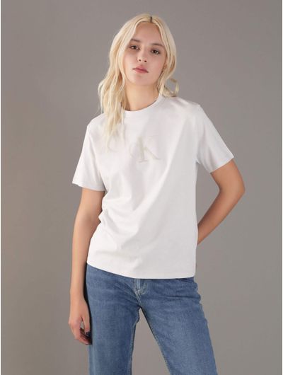 Playera-Calvin-Klein-Monograma-Estampado-Metalizado-Mujer-Gris