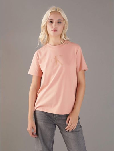 Playera-Calvin-Klein-Monograma-Estampado-Metalizado-Mujer-Rosa